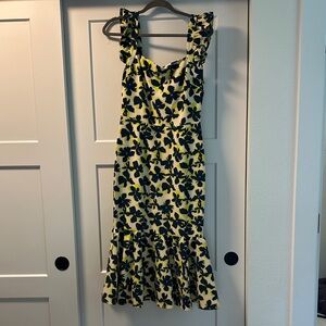 Floral Navy and Yellow Dress
